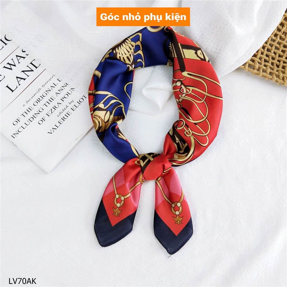 Khăn lụa bandana họa tiết, khăn choàng cổ lụa 70*70 loại 1 - LV70AK.D