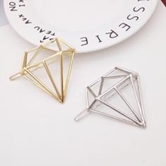 Kẹp tóc hình học Kim Cương mạ vàng, bạc